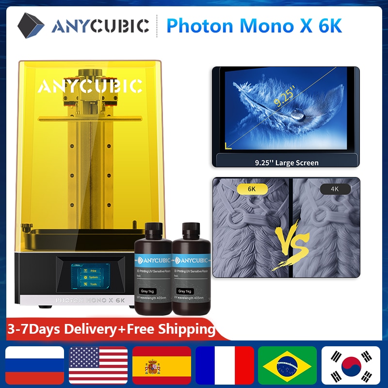 ANYCUBIC-3D  Photon Mono X 6K UV  LCD 3d , 9.25 ġ 6K ܻ ũ  3D μ 197*122*245mm